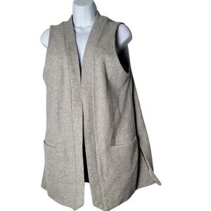 Elevenses Anthropologie Gray Quilted Vest S Wool Blend Button Front Minimalist